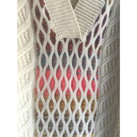 Anthropologie Maeve V-Neck Cable-Knit Lamb's Wool Sweater Women’s Size XL Ivory - Picture 6 of 12